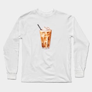 Cute Iced Coffee Illustration Long Sleeve T-Shirt